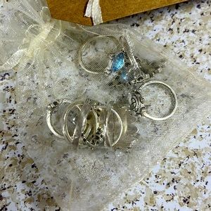 Blue and sliver small rings